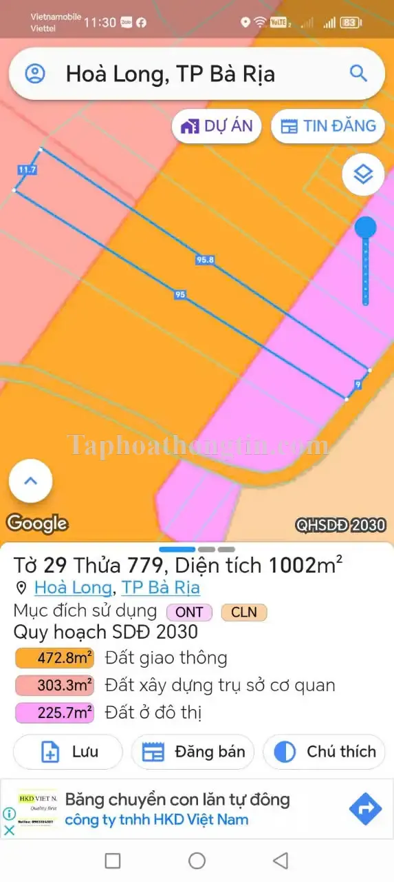 ĐẤT ĐẸP SỔ ĐỎ CHÍNH CHỦ 1002 m2 đường 19 – Xã Hòa Long – TP. Bà Rịa – Tỉnh Vũng Tàu